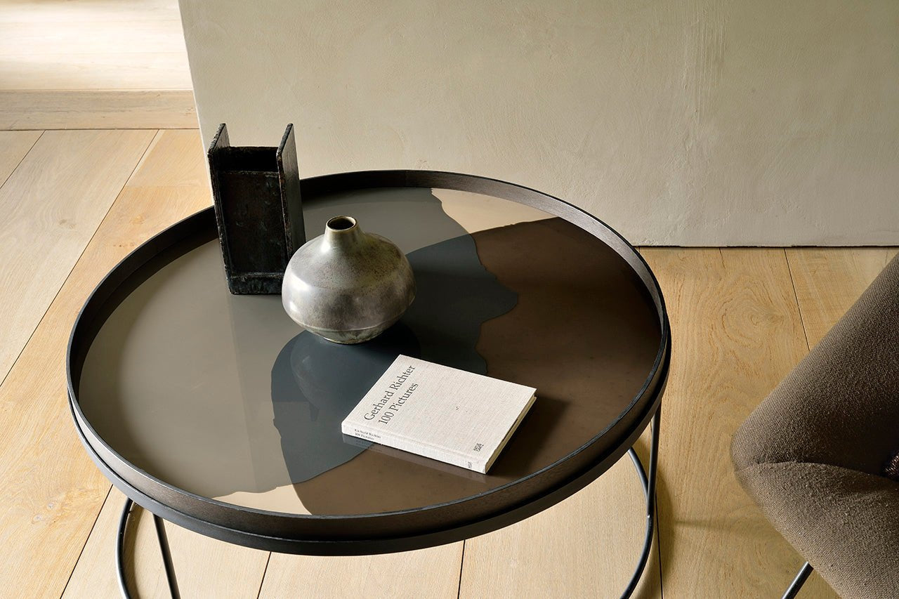 Tray coffee table - varnished wood - black - round - XL - tray not included White Cliff Studio COFFEE TABLE