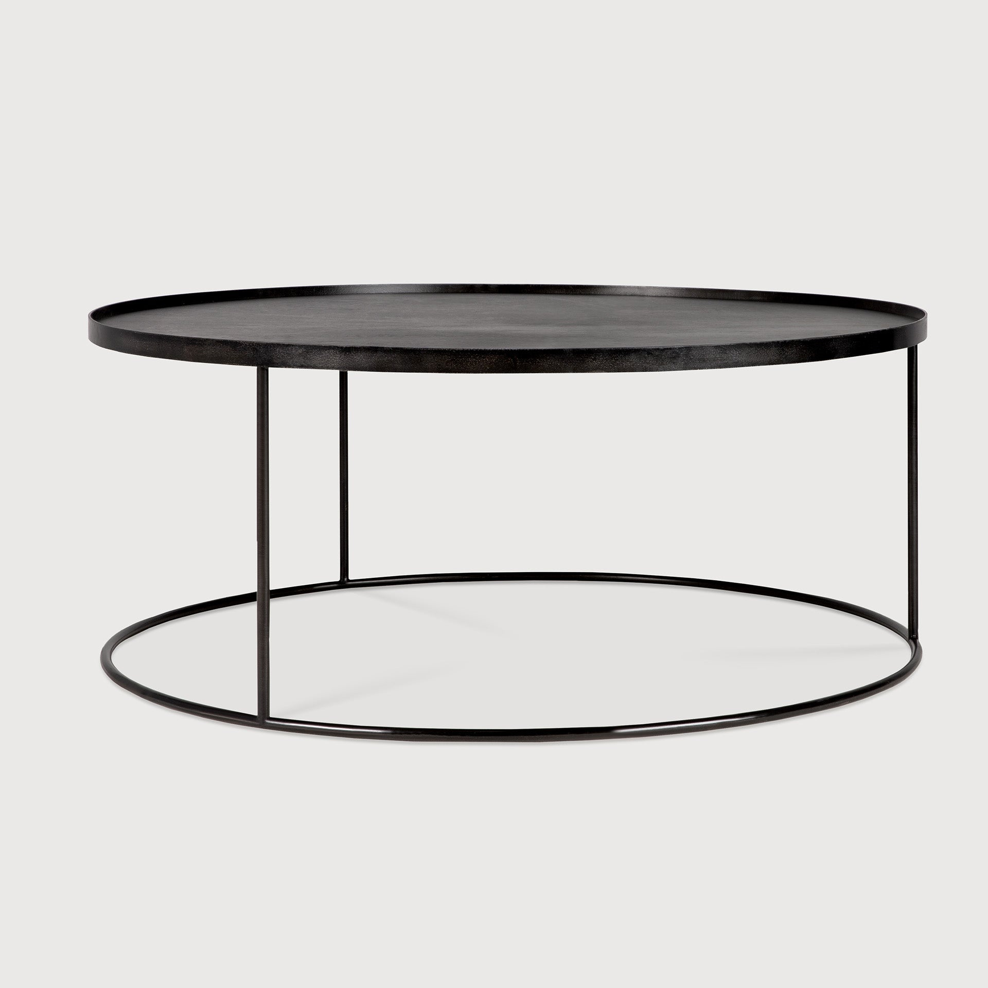 Tray coffee table - varnished wood - black - round - XL - tray not included White Cliff Studio COFFEE TABLE