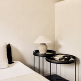 Tray side table set - varnished wood - black - round - S/L - trays not included White Cliff Studio Side Table