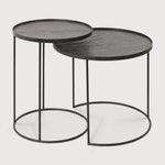 Tray side table set - varnished wood - black - round - S/L - trays not included White Cliff Studio Side Table