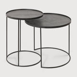 Tray side table set - varnished wood - black - round - S/L - trays not included White Cliff Studio Side Table