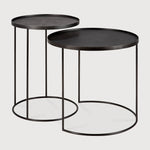 Tray side table set - varnished wood - black - round - S/L - trays not included White Cliff Studio Side Table