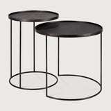 Tray side table set - varnished wood - black - round - S/L - trays not included White Cliff Studio Side Table