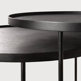 Tray side table set - varnished wood - black - round - S/L - trays not included White Cliff Studio Side Table