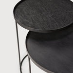 Tray side table set - varnished wood - black - round - S/L - trays not included White Cliff Studio Side Table