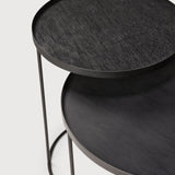 Tray side table set - varnished wood - black - round - S/L - trays not included White Cliff Studio Side Table