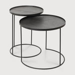Tray side table set - varnished wood - black - round - S/L - trays not included White Cliff Studio Side Table