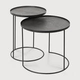 Tray side table set - varnished wood - black - round - S/L - trays not included White Cliff Studio Side Table