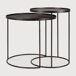Tray side table set - varnished wood - black - round - S/L - trays not included White Cliff Studio Side Table