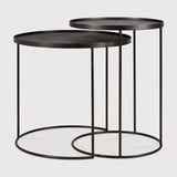 Tray side table set - varnished wood - black - round - S/L - trays not included White Cliff Studio Side Table