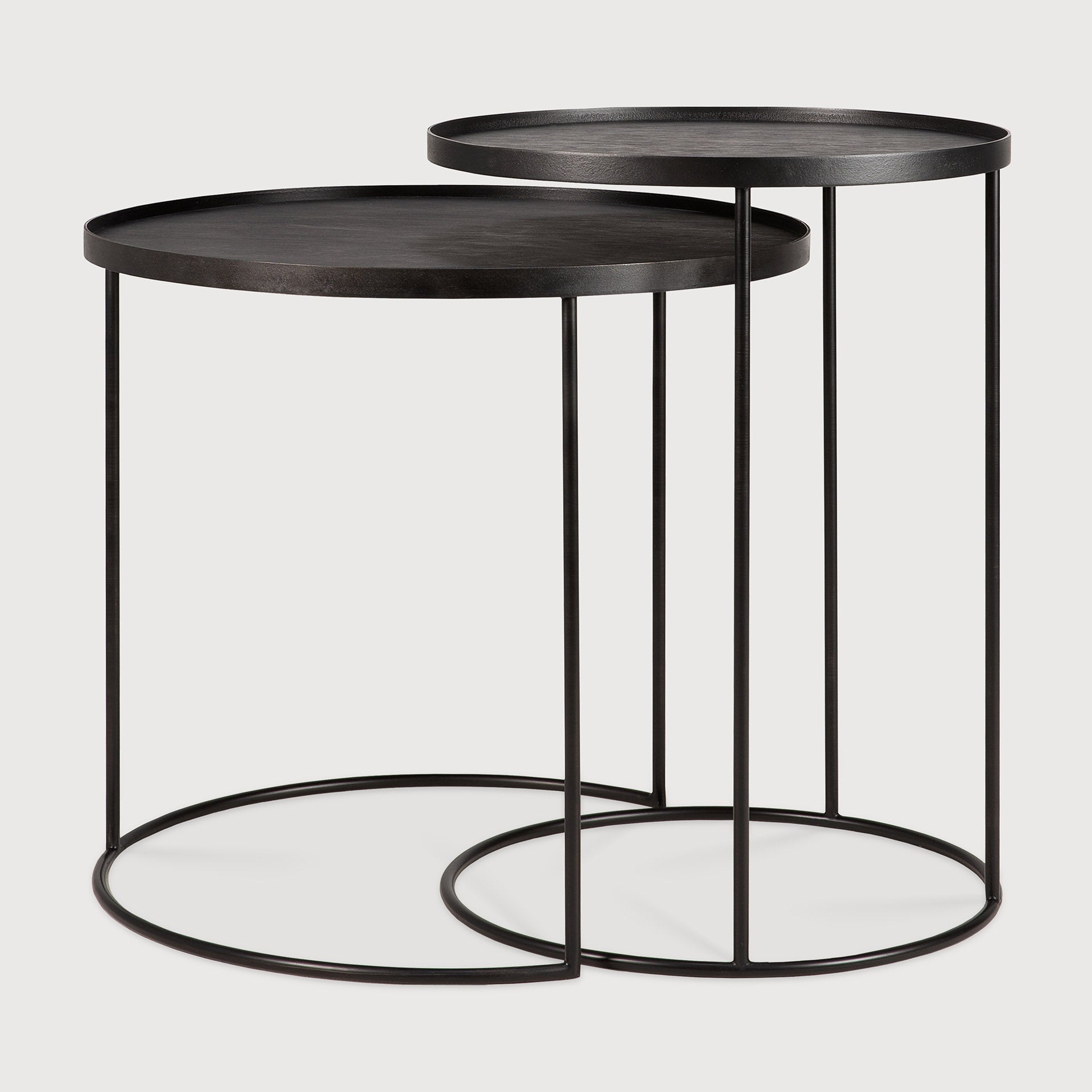 Tray side table set - varnished wood - black - round - S/L - trays not included White Cliff Studio Side Table