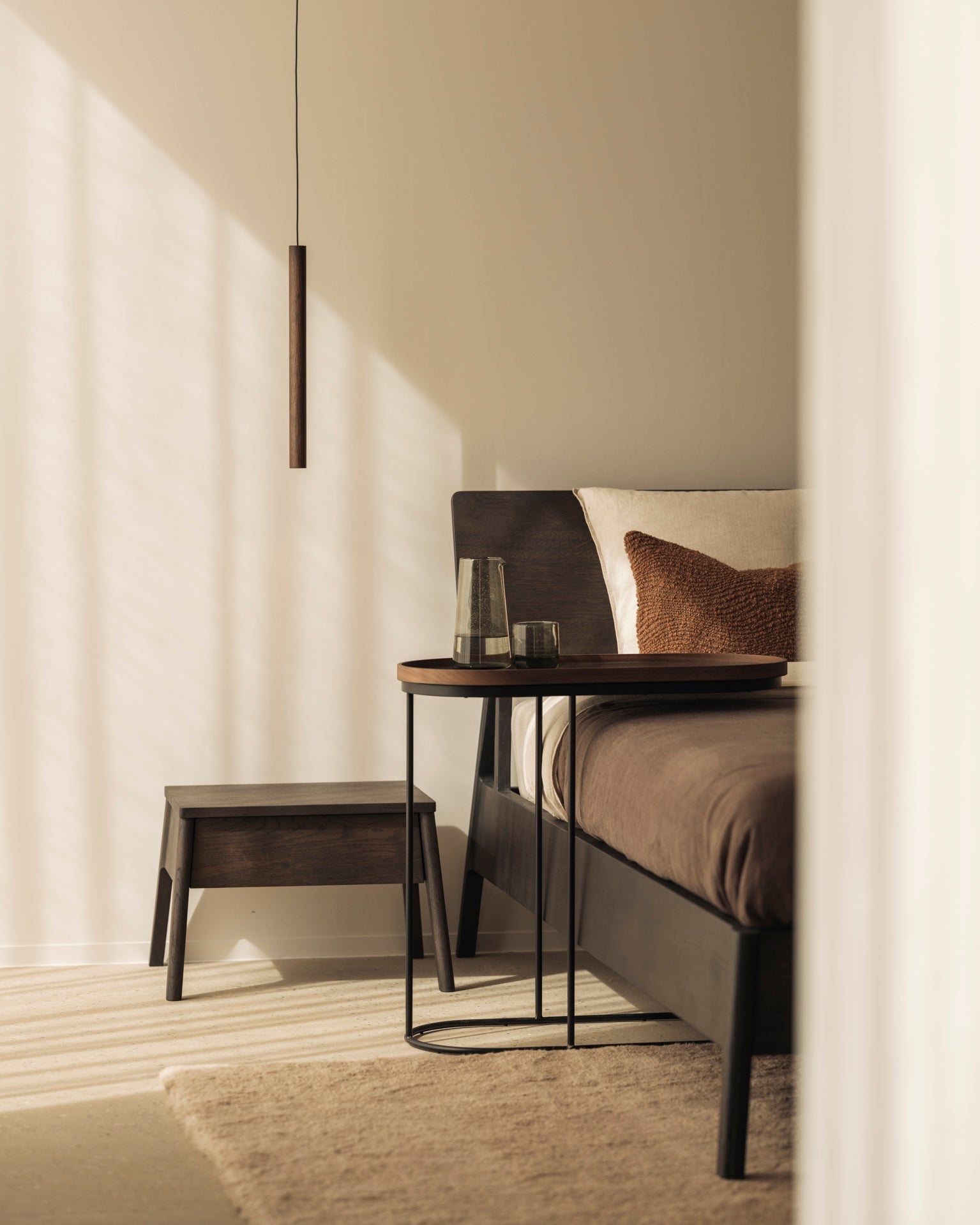 Tray side table - varnished wood - black - oblong - M - tray not included White Cliff Studio Side Table