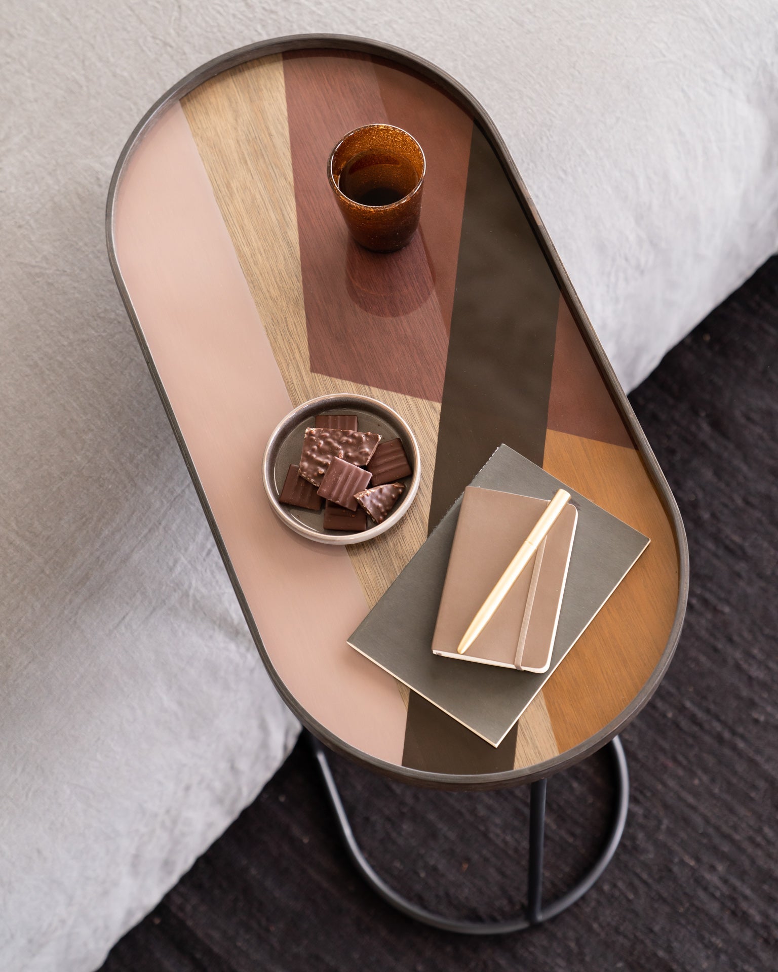 Tray side table - varnished wood - black - oblong - M - tray not included White Cliff Studio Side Table