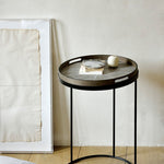 Tray side table - varnished wood - black - round - S - tray not included White Cliff Studio Side Table