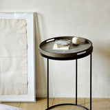 Tray side table - varnished wood - black - round - S - tray not included White Cliff Studio Side Table