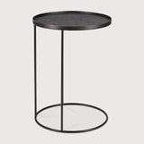 Tray side table - varnished wood - black - round - S - tray not included White Cliff Studio Side Table