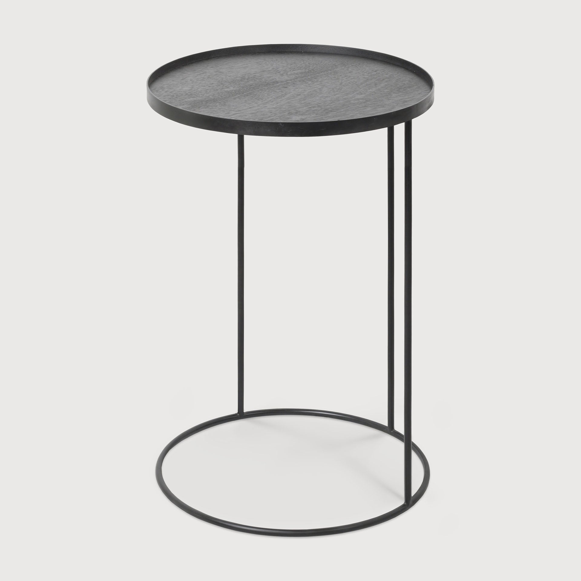 Tray side table - varnished wood - black - round - S - tray not included White Cliff Studio Side Table