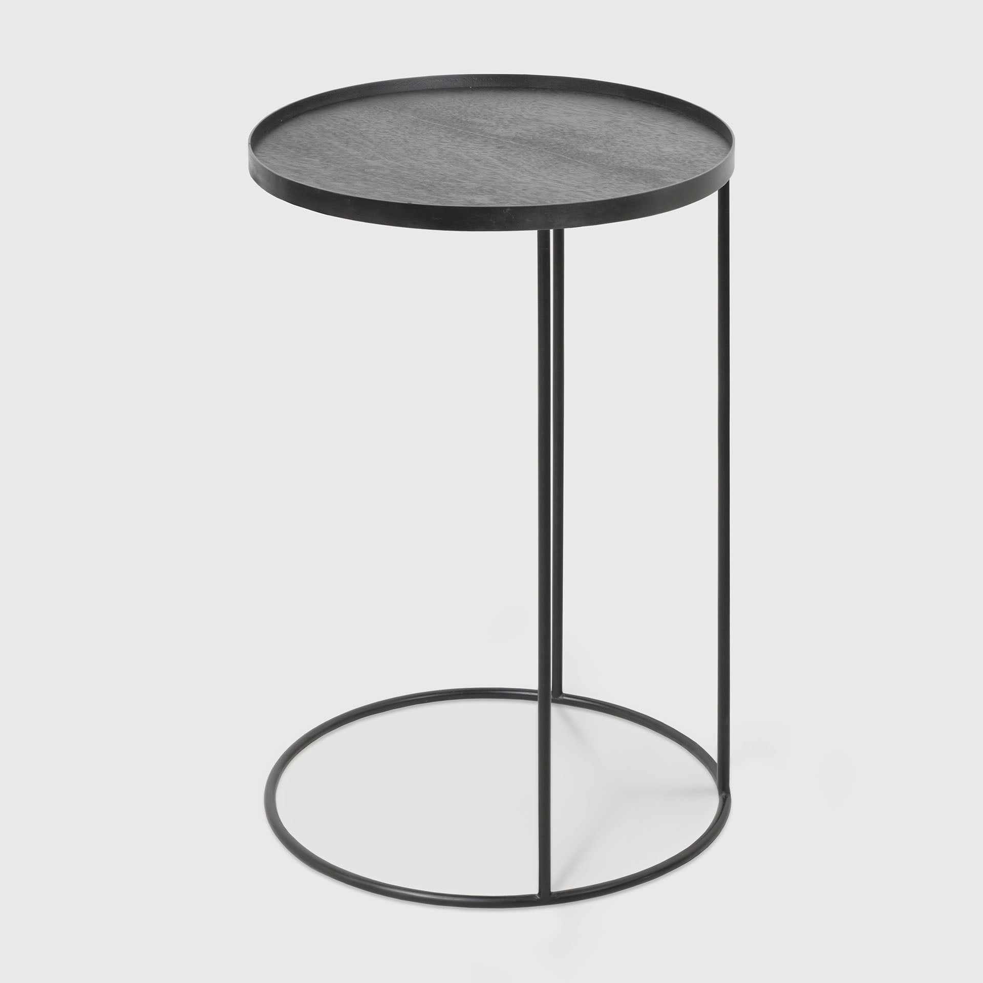Tray side table - varnished wood - black - round - S - tray not included White Cliff Studio Side Table