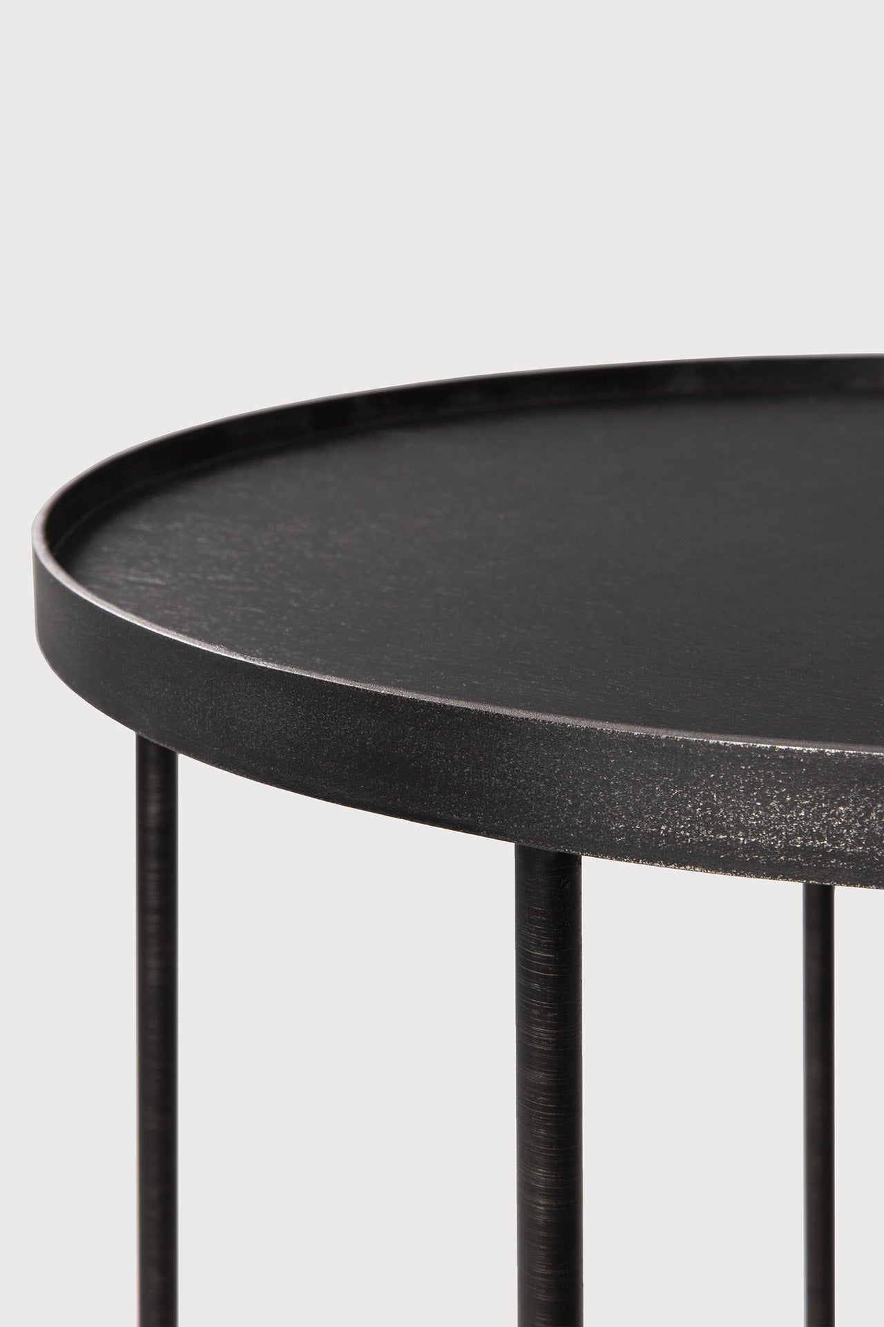 Tray side table - varnished wood - black - round - S - tray not included White Cliff Studio Side Table