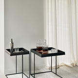 Tray side table - varnished wood - black - square - S - tray not included White Cliff Studio Side Table
