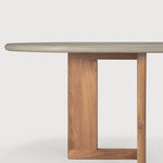 Trestle outdoor dining table - varnished concrete top - reclaimed teak base - Light Grey - oblong White Cliff Studio Outdoor Dining Table