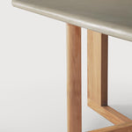 Trestle outdoor dining table - varnished concrete top - reclaimed teak base - Light Grey - oblong White Cliff Studio Outdoor Dining Table