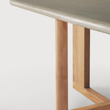 Trestle outdoor dining table - varnished concrete top - reclaimed teak base - Light Grey - oblong White Cliff Studio Outdoor Dining Table