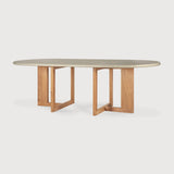 Trestle outdoor dining table - varnished concrete top - reclaimed teak base - Light Grey - oblong White Cliff Studio Outdoor Dining Table