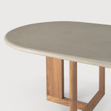 Trestle outdoor dining table - varnished concrete top - reclaimed teak base - Light Grey - oblong White Cliff Studio Outdoor Dining Table