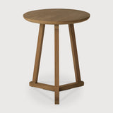 Tripod side table - teak - round White Cliff Studio Side Table