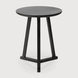 Tripod side table - varnished oak - black - round White Cliff Studio Side Table