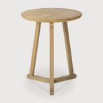 Tripod side table - varnished oak - round White Cliff Studio Side Table
