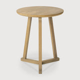 Tripod side table - varnished oak - round White Cliff Studio Side Table