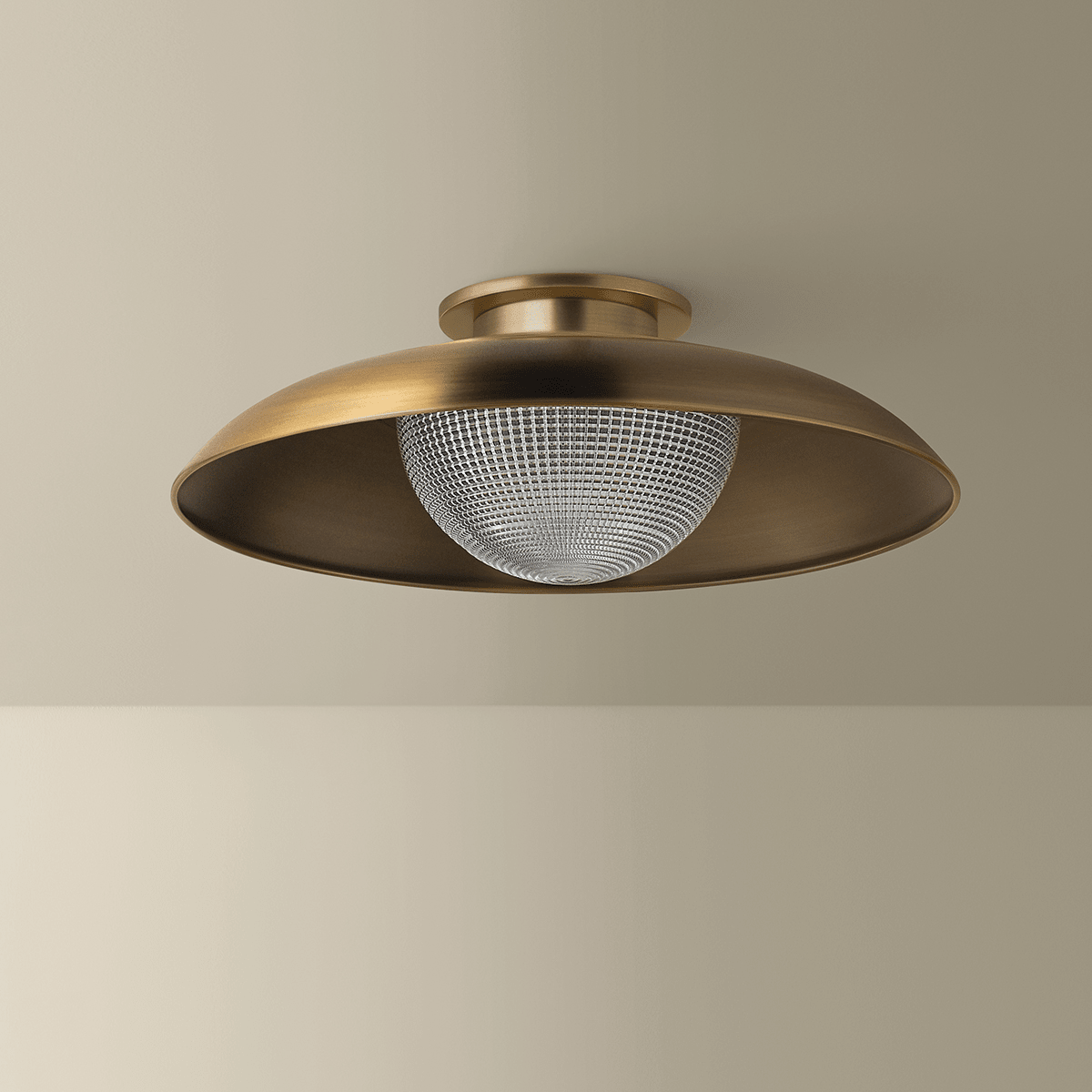 Troy Lighting | Braxton Semi Flush - PATINA BRASS White Cliff Studio Semi Flush