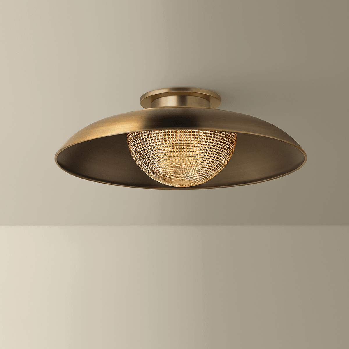 Troy Lighting | Braxton Semi Flush - PATINA BRASS White Cliff Studio Semi Flush