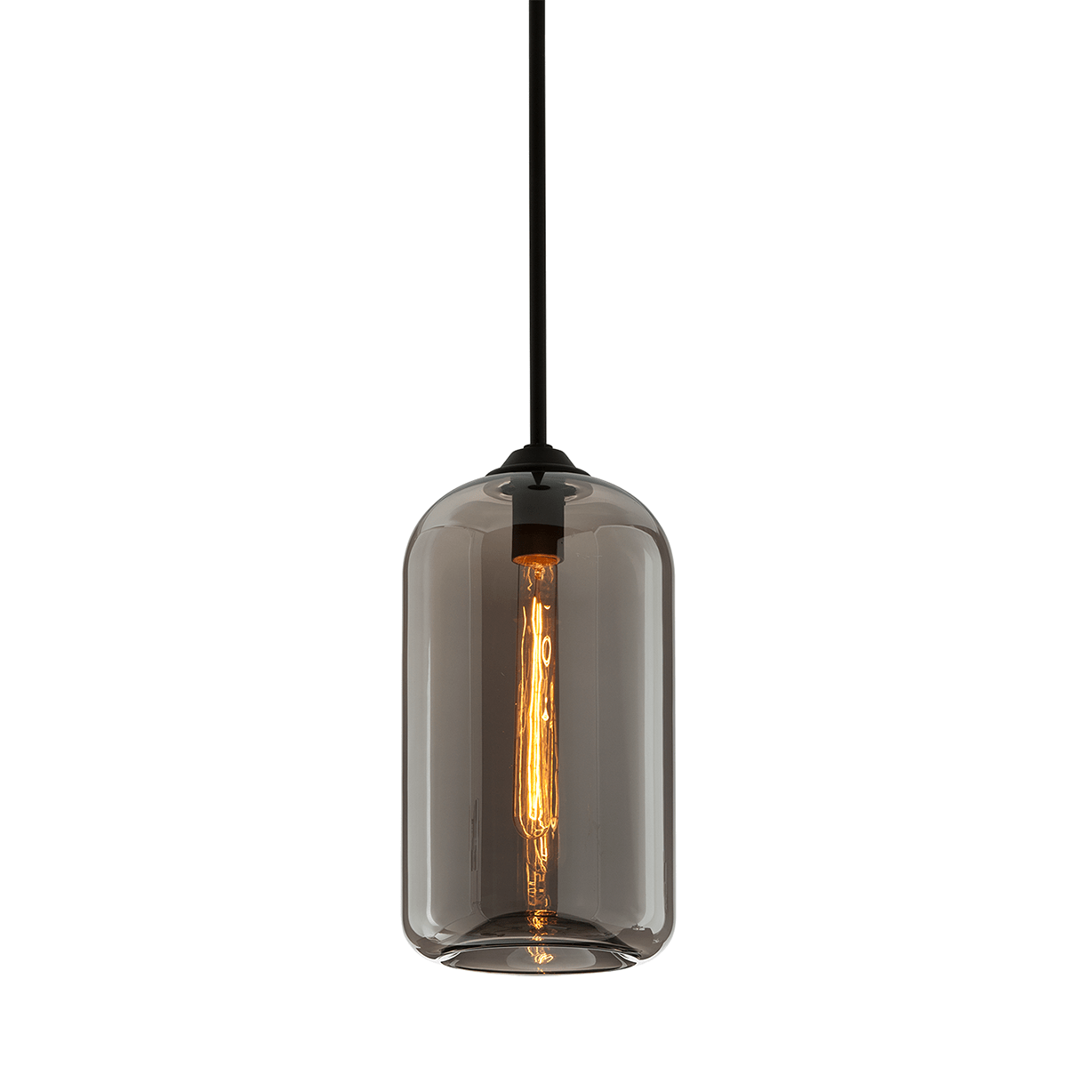 Troy Lighting | District Pendant - SOFT BLACK (Smoke Glass) White Cliff Studio Pendant