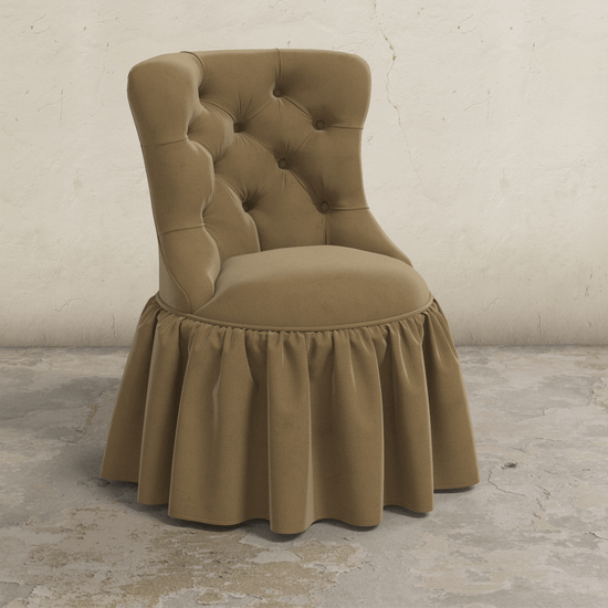 Tufted Velvet Dining / Accent Chair with Skirt