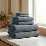Turkish Cotton Ribbed 6-Piece Bath Towel Set - Georgiana Collection White Cliff Studio Towels