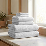Turkish Cotton Ribbed 6-Piece Bath Towel Set - Georgiana Collection White Cliff Studio Towels