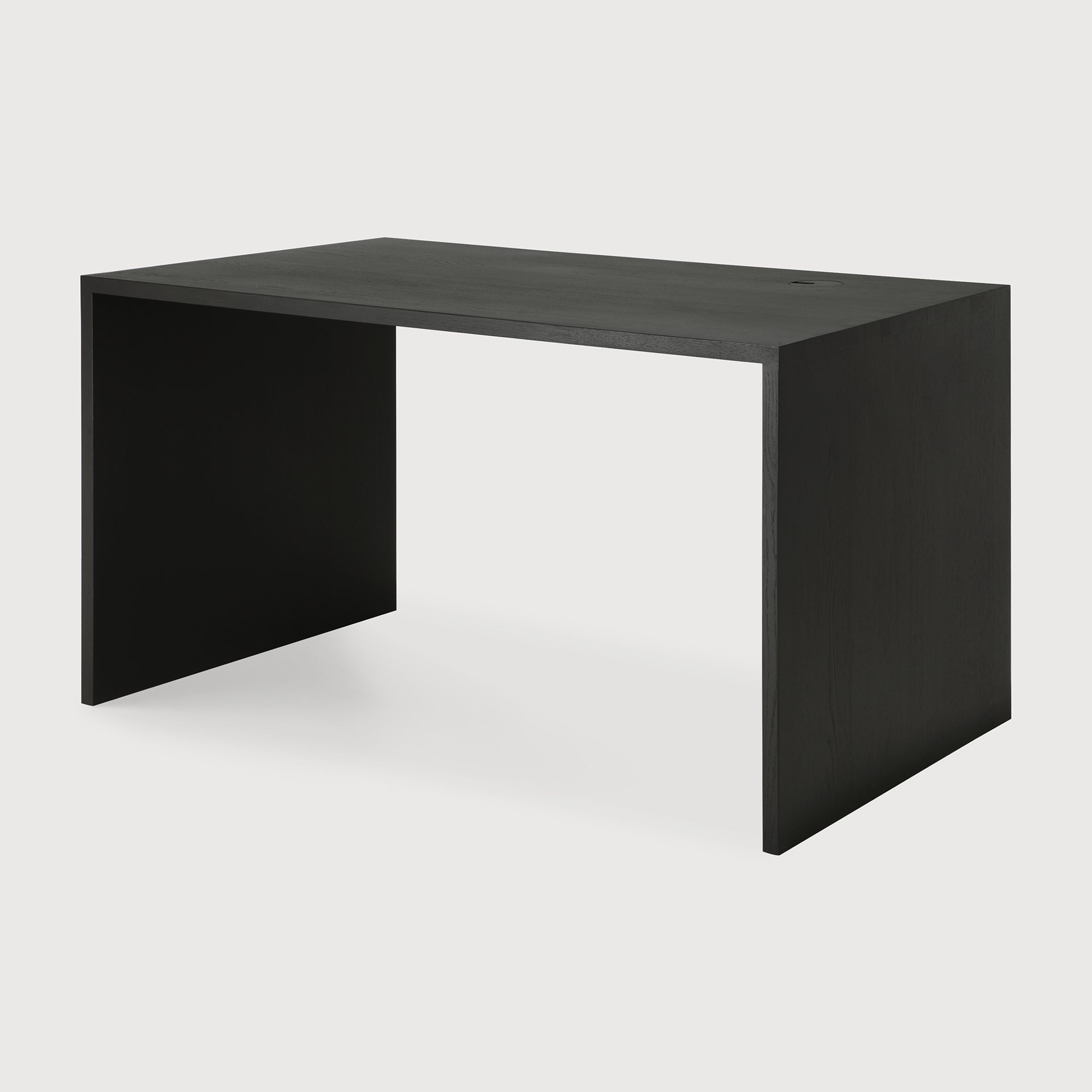 U desk - varnished oak - black - rectangular - with cable management White Cliff Studio Desk