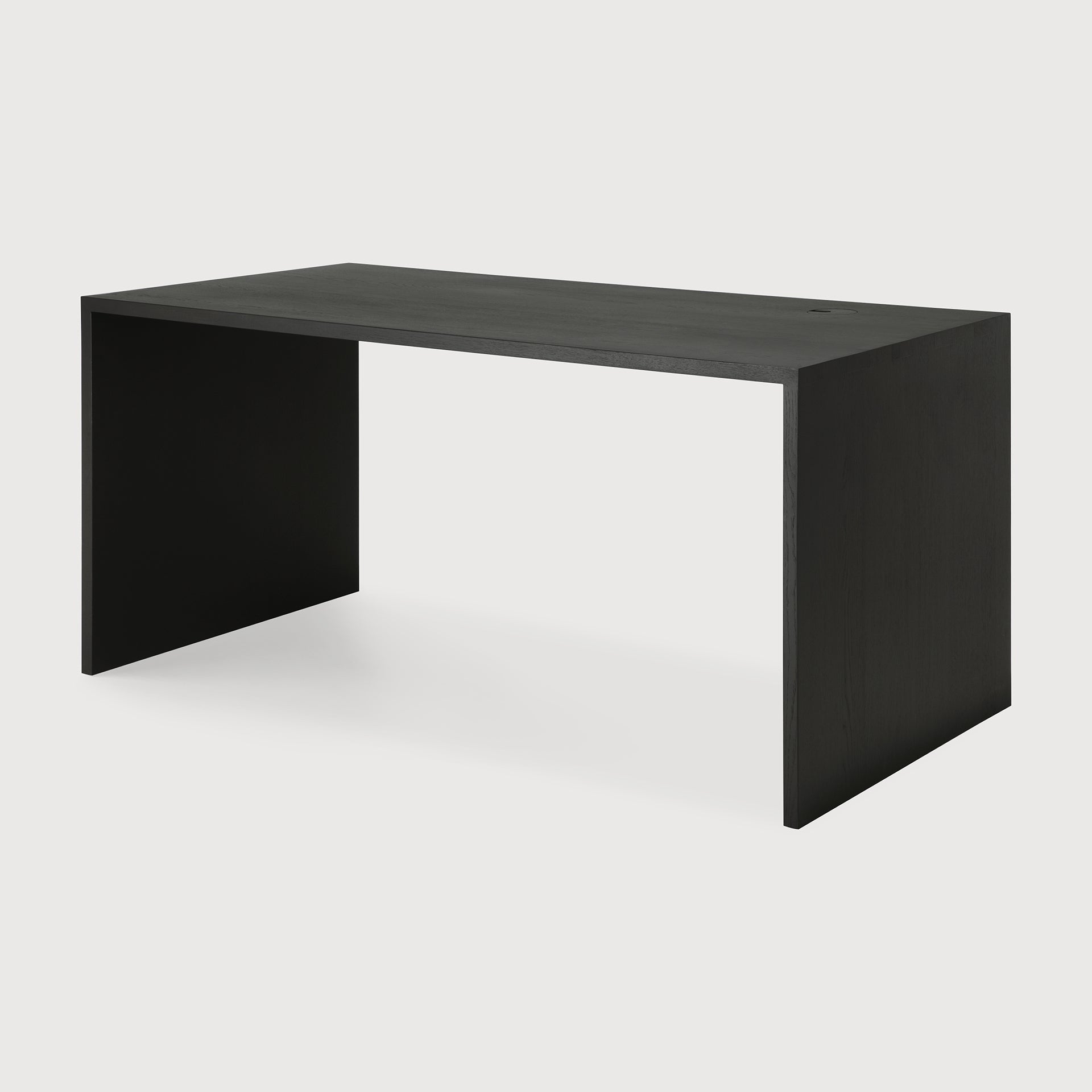 U desk - varnished oak - black - rectangular - with cable management White Cliff Studio Desk