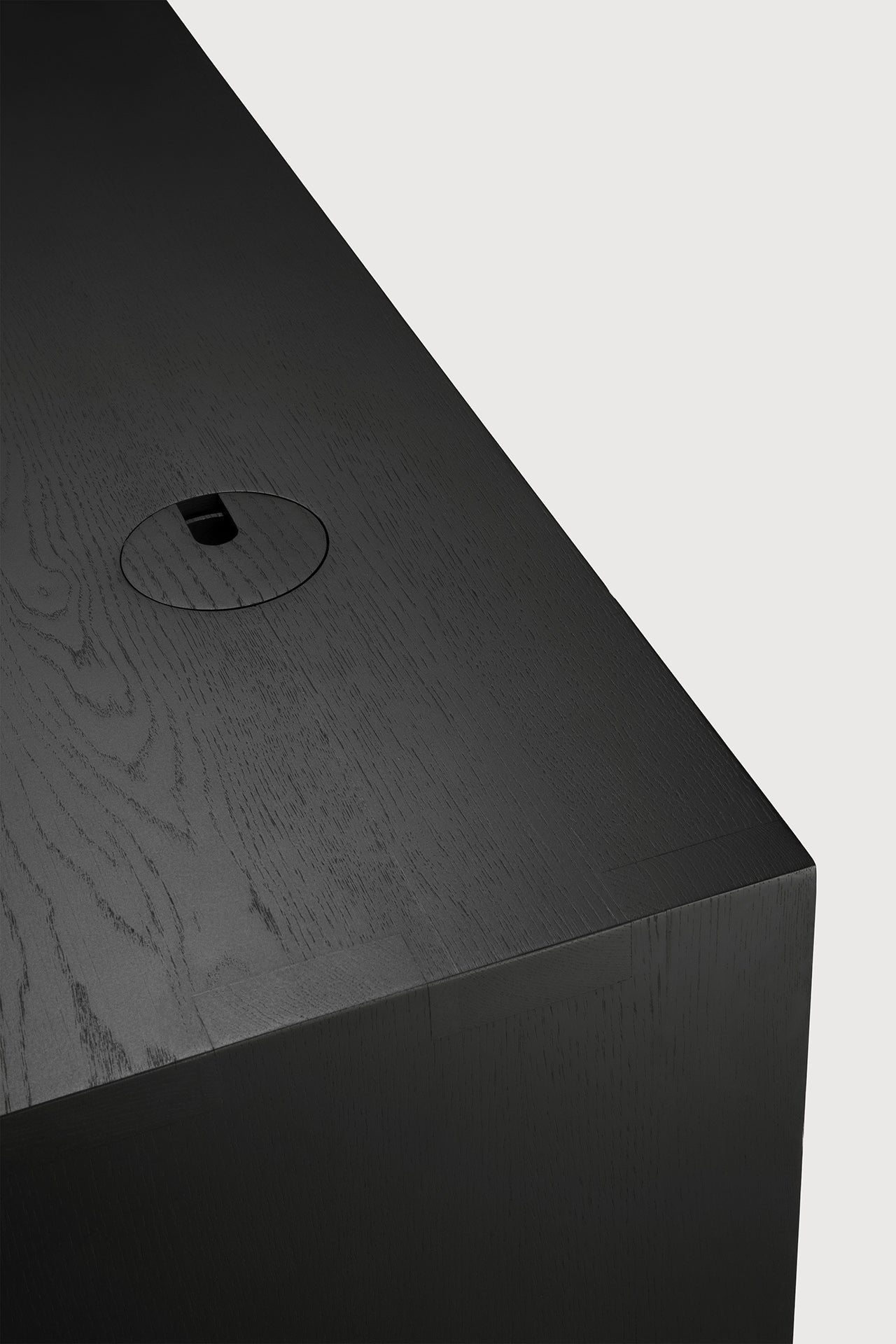 U desk - varnished oak - black - rectangular - with cable management White Cliff Studio Desk