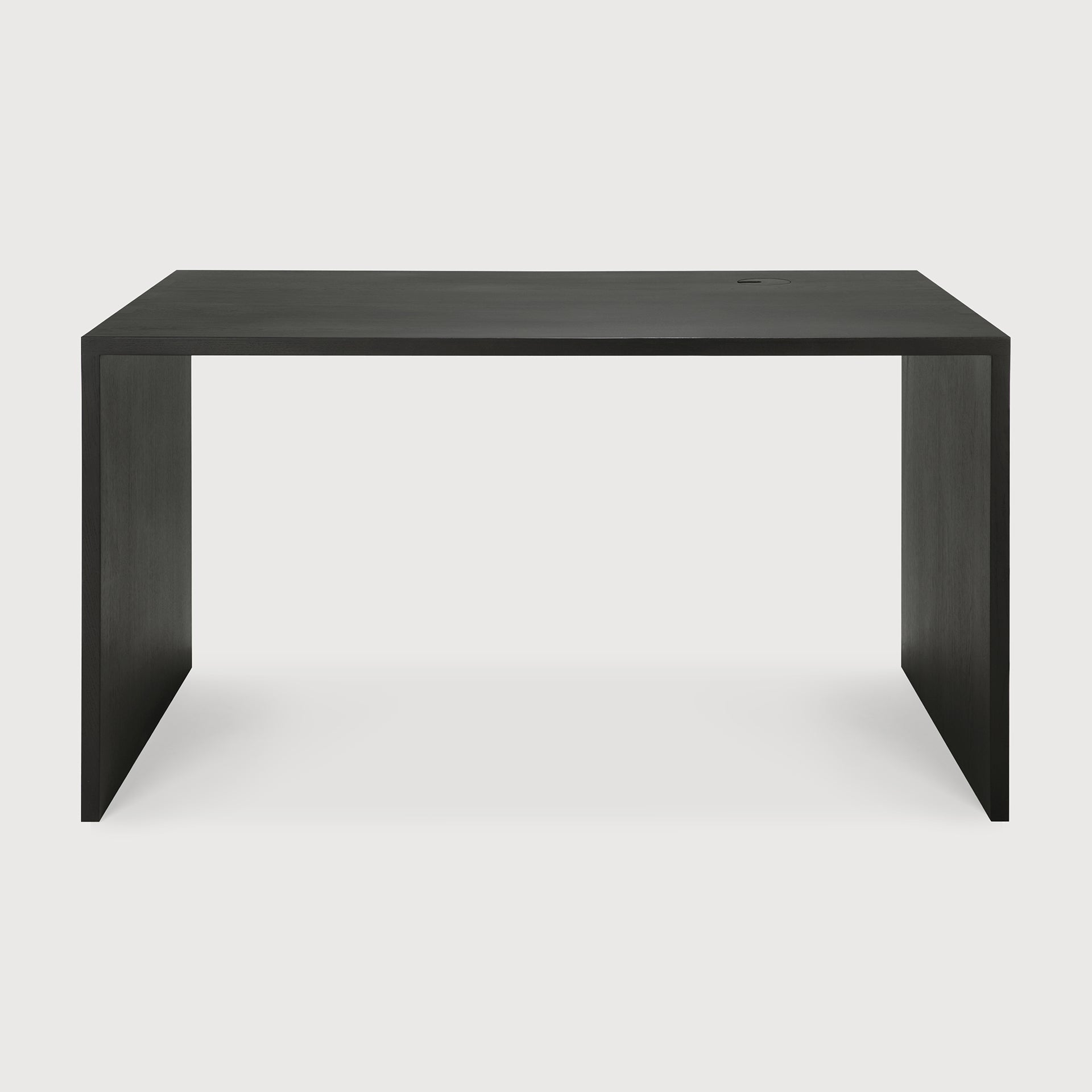 U desk - varnished oak - black - rectangular - with cable management White Cliff Studio Desk