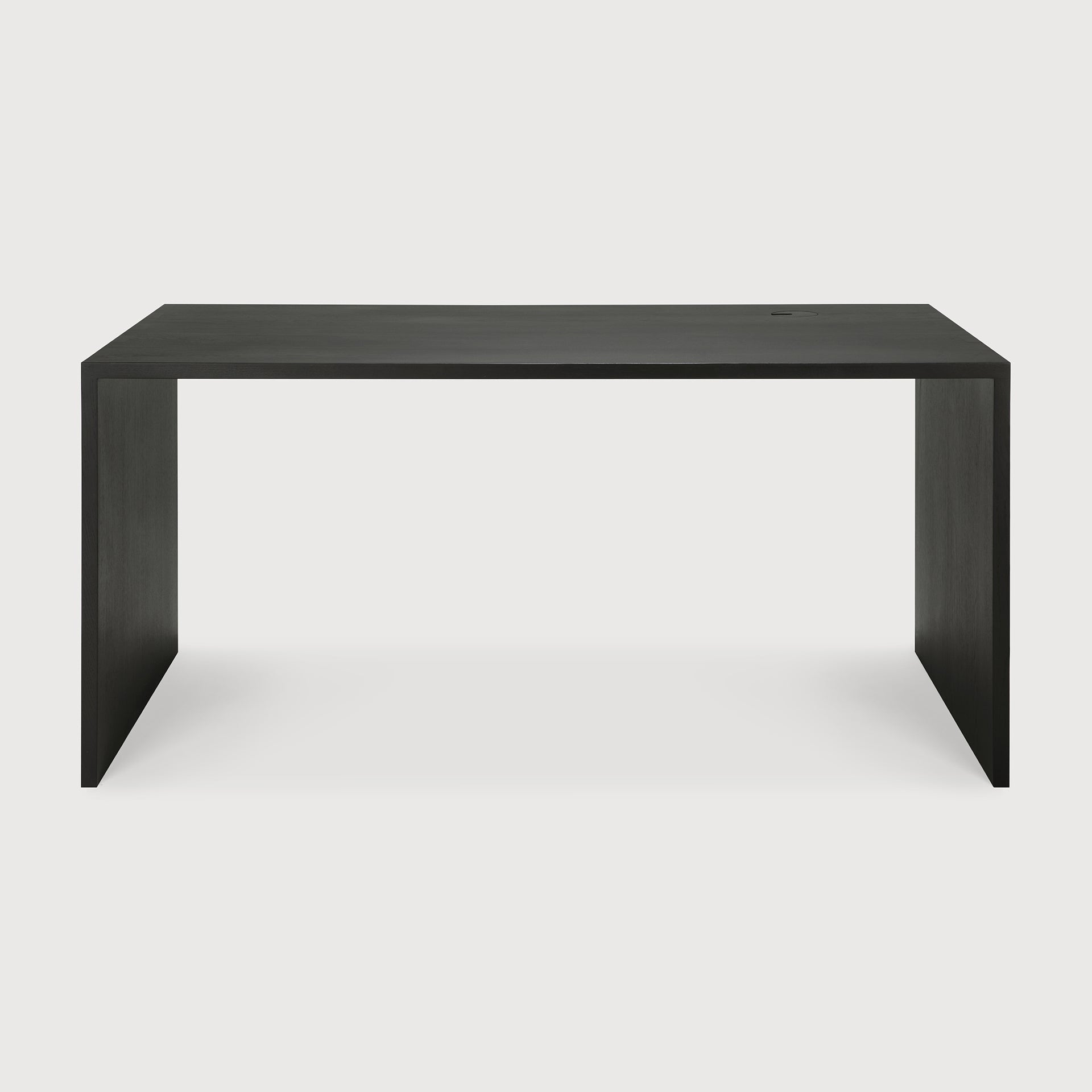U desk - varnished oak - black - rectangular - with cable management White Cliff Studio Desk