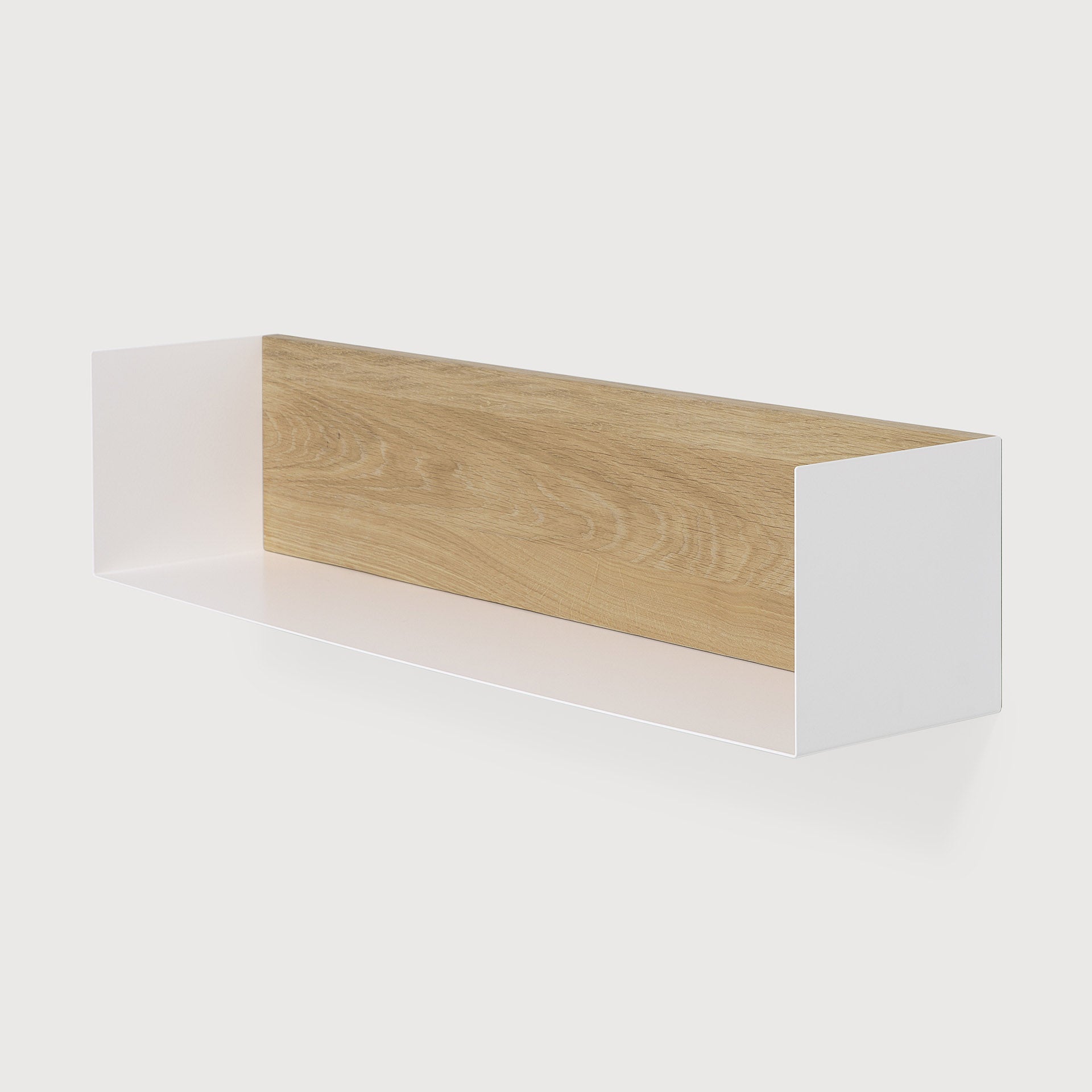 U shelf - oak - white metal White Cliff Studio Wall Shelf