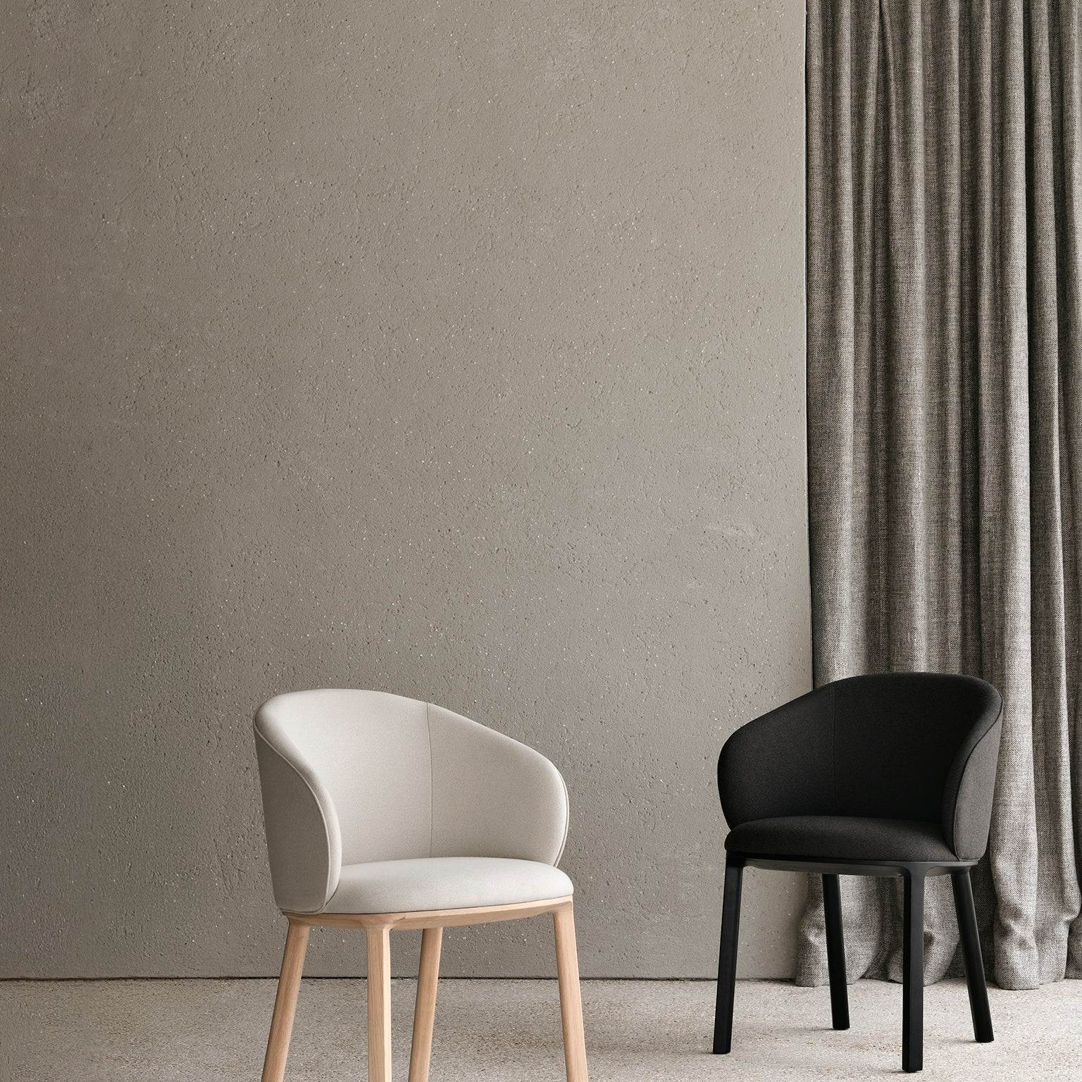 Unda dining chair - varnished oak - black - Charcoal fabric White Cliff Studio Dining Chair