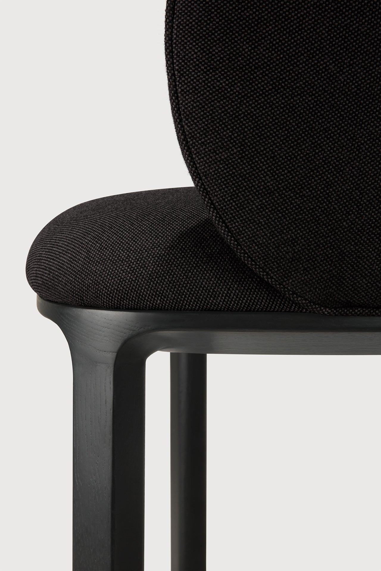 Unda dining chair - varnished oak - black - Charcoal fabric White Cliff Studio Dining Chair