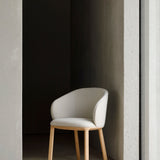 Unda dining chair - varnished oak - Salt fabric White Cliff Studio Dining Chair