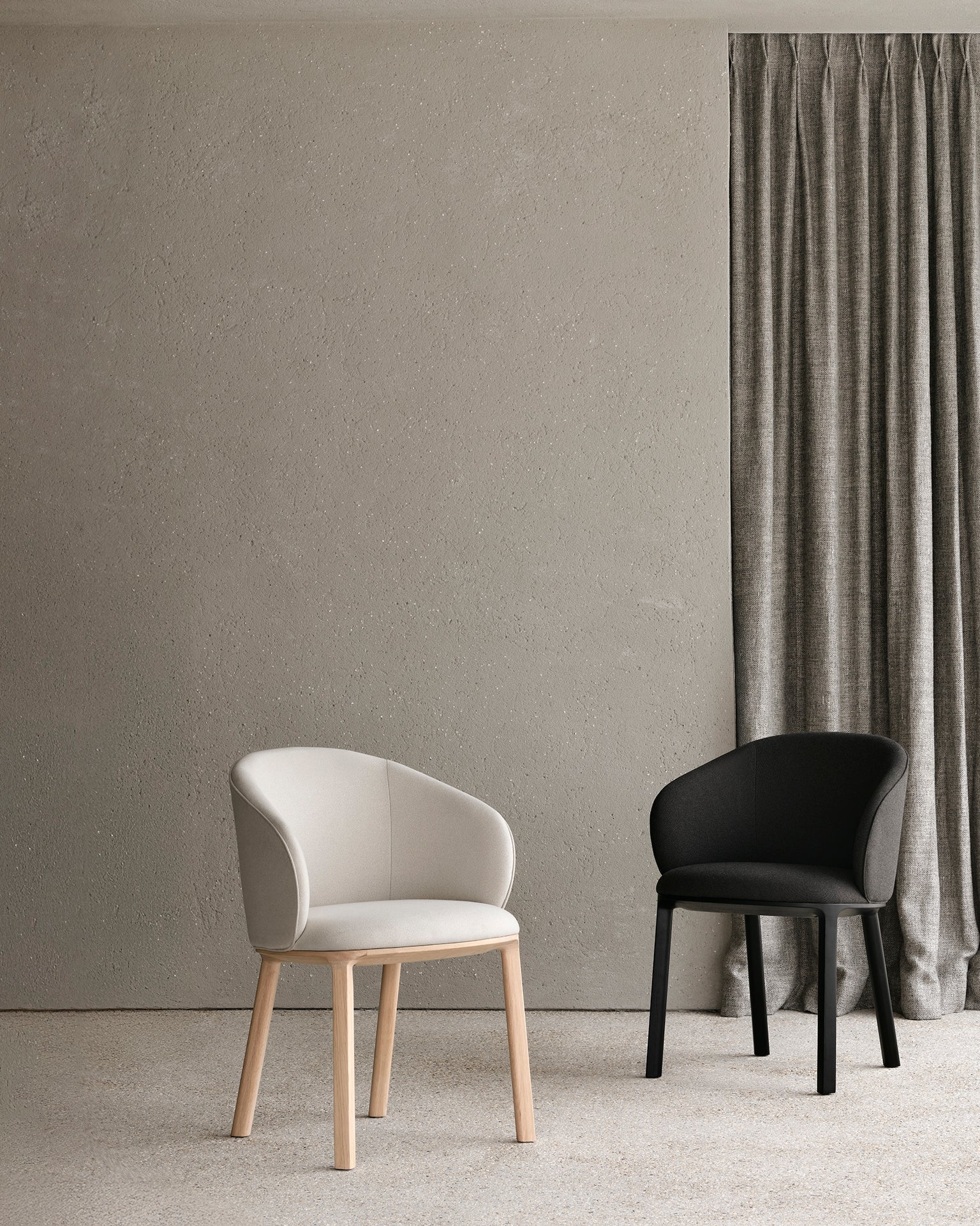 Unda dining chair - varnished oak - Salt fabric White Cliff Studio Dining Chair