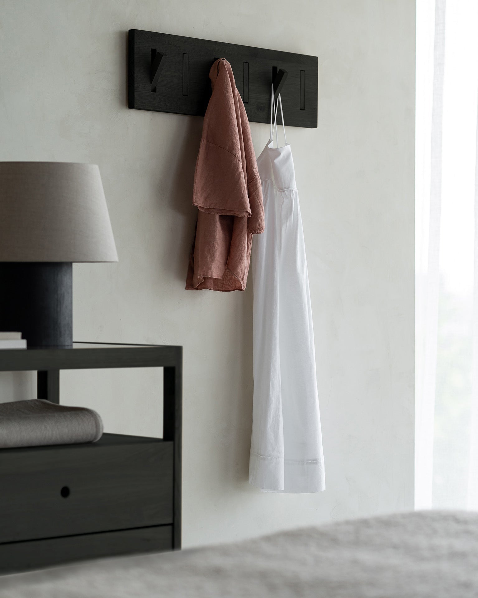 Utilitile wall hanger - varnished oak - 6 hangers White Cliff Studio Coat Hooks